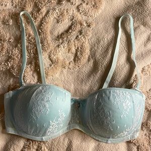Baby Blue & White Lace Bra
